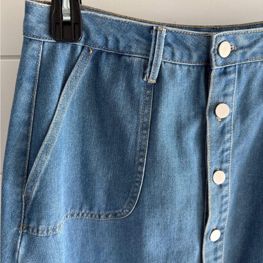 Allegra K Denim Button-Front Align Skirt, Size Large (10-12) - Picture 2 of 6